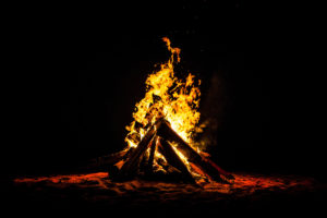 Night Campfire on black background